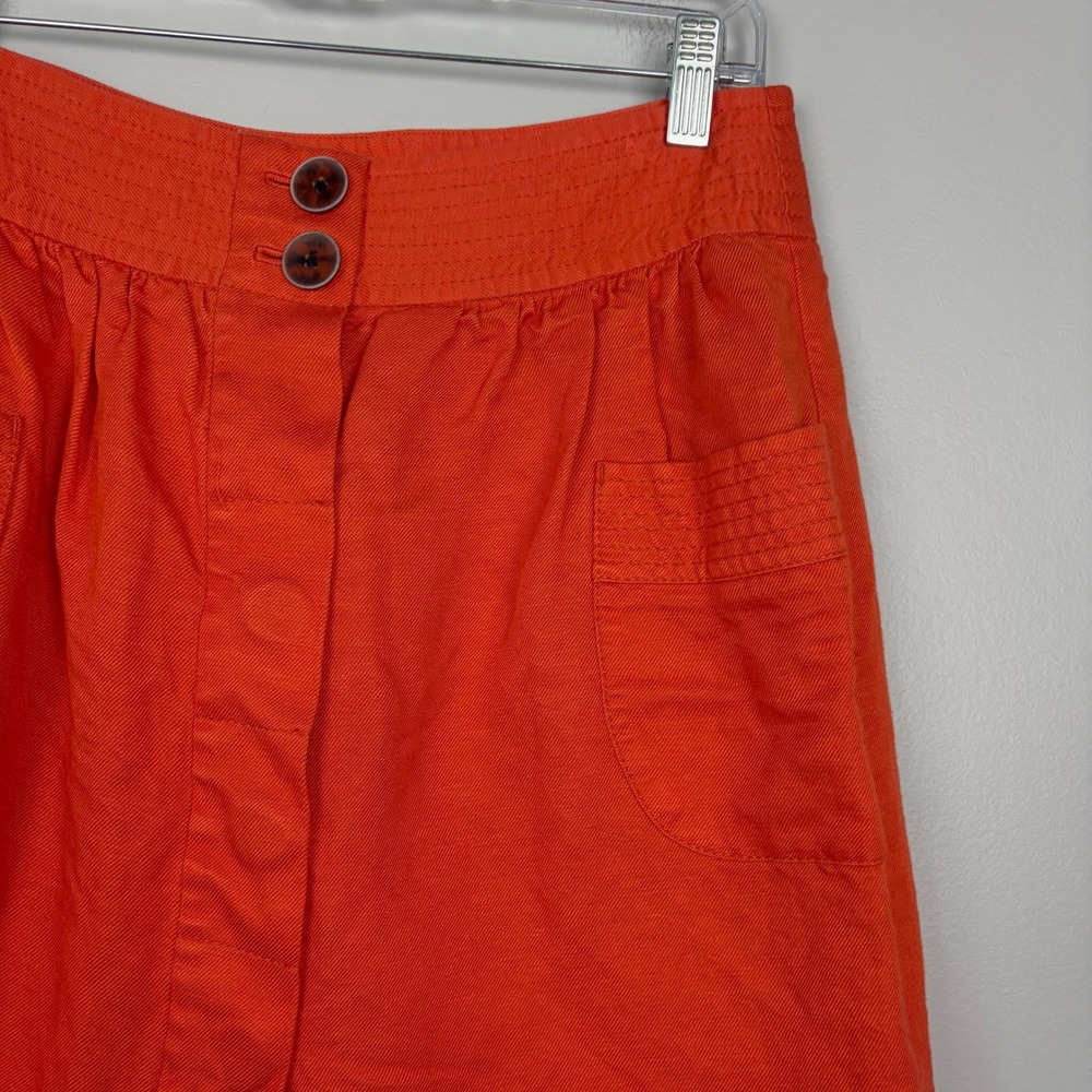 J. Crew Factory Orange Linen Blend Button Front Skirt Casual Preppy Size 6 - Picture 3 of 7